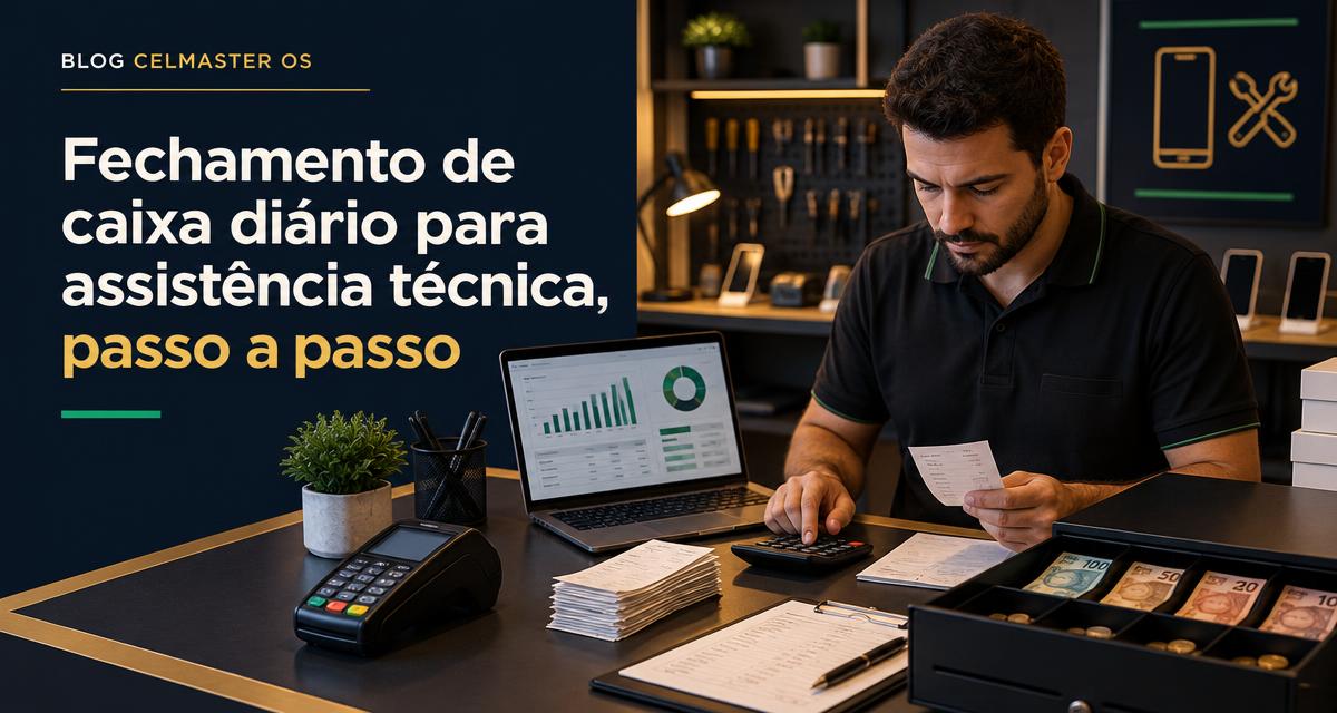 Fechamento de caixa diário para assistência técnica, passo a passo